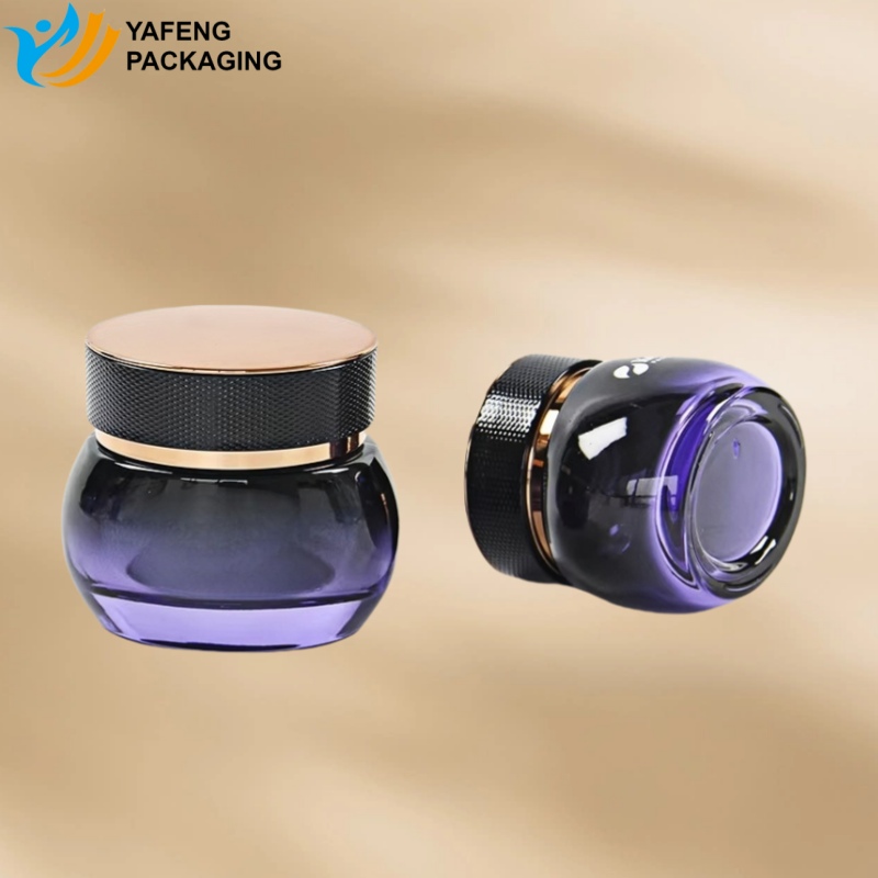 Luxury Round Glass Bottles and Jars for Skincare Packaging 7 Luxury Round Glass Bottles and Jars for Skincare Packaging YF287 (2)