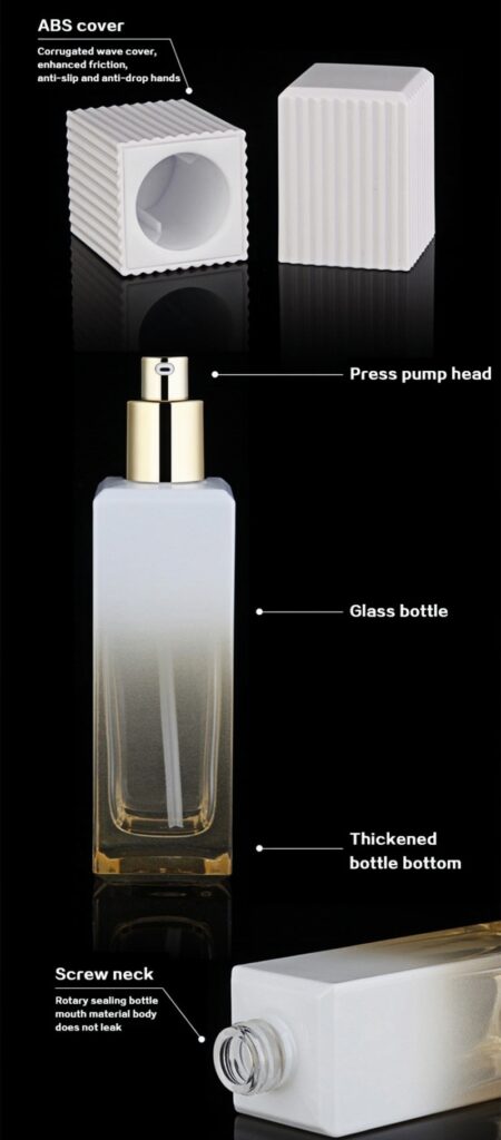Luxury Glass Cosmetic Bottles – Premium Skincare Lotion and Cream Packaging 4 Frascos de Cosméticos de Vidro Quadrado de Luxo para Loção Creme Soro YF294 3