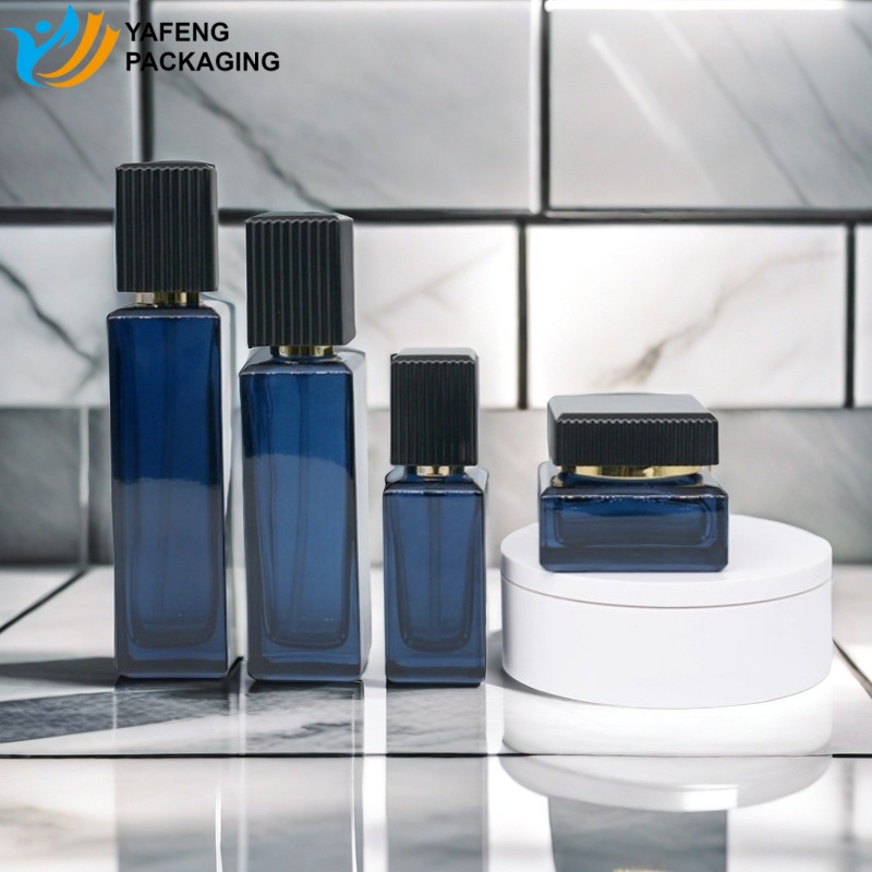 Luxury Glass Cosmetic Bottles – Premium Skincare Lotion and Cream Packaging 6 Luxury Square Glass Cosmetic Bottles for Lotion Cream Serum YF294 6