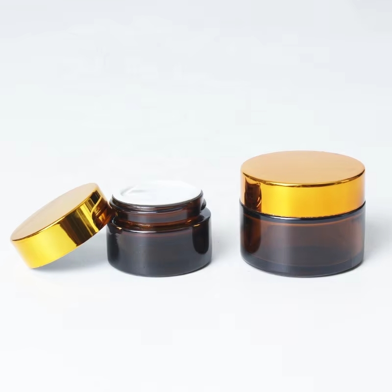 Bespoke Luxury Amber Glass Jars For Face Cream Skincare Packaging YF-GJ001M