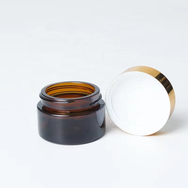 Bespoke Luxury Amber Glass Jars For Face Cream Skincare Packaging YF-GJ001M