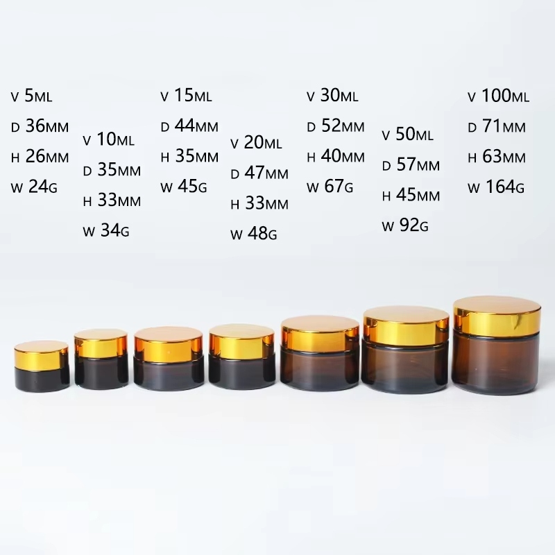 Bespoke Luxury Amber Glass Jars For Face Cream Skincare Packaging YF-GJ001M