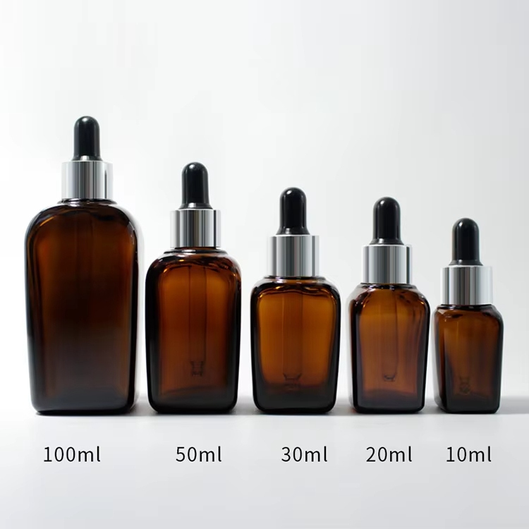 Square Amber Glass Dropper Bottles Factory Direct Customizable YF-GOM105S