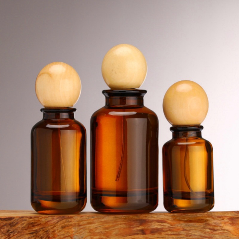 Factory Direct Amber Glass Perfume Bottles with Bamboo Caps YF-PB145