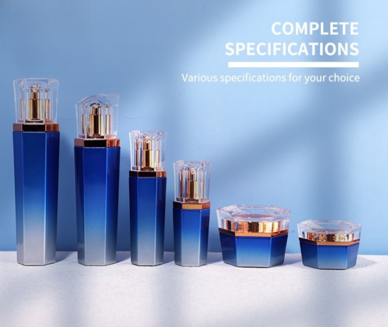 Hexagonal Glass Cosmetic Bottle Packaging & Cream Jars 8 Hexagonal Cosmetic Glass Bottle Packaging and Cream Jars YF113 (13)