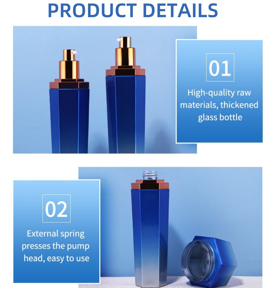 Hexagonal Glass Cosmetic Bottle Packaging & Cream Jars 3 hexagonal glass cosmetic bottle packaging cream jars 20