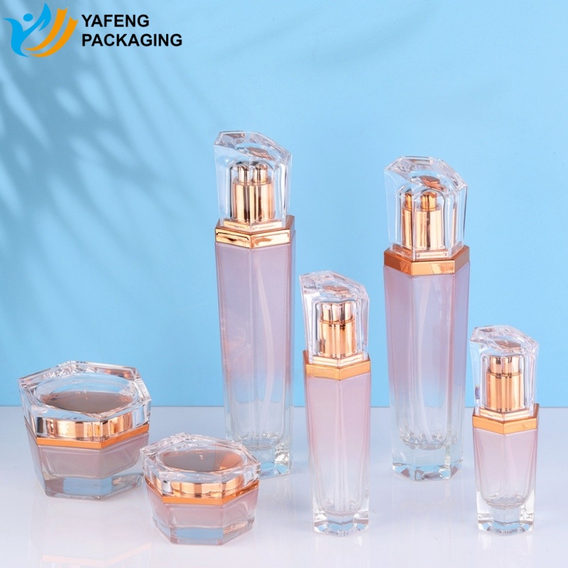 Hexagonal Glass Cosmetic Bottle Packaging & Cream Jars 6 hexagonal glass cosmetic bottle packaging cream jars 8