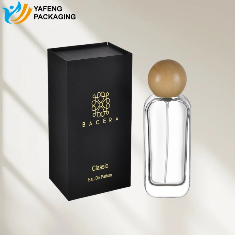 Custom Rectangular Glass Perfume Bottle with Wooden Cap
