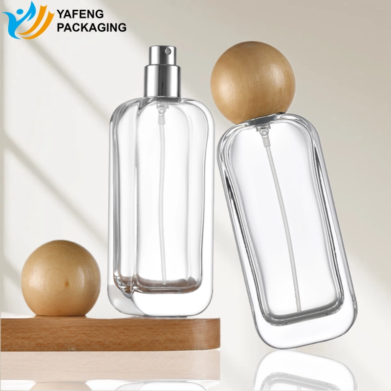 Custom Rectangular Glass Perfume Bottle with Wooden Cap 2 Custom Rectangular Glass Perfume Bottle with Wooden Cap