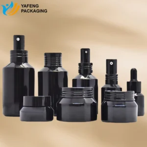 Unlocking the Mystery of Opal Glass: Its Role in Cosmetic Packaging 4 Black Glass Bottle Packaging YF-S026 (1)