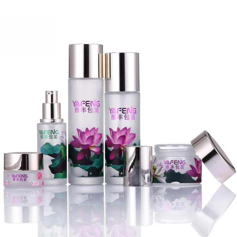 custom cylinder glass bottle and jar for skincare products YF098