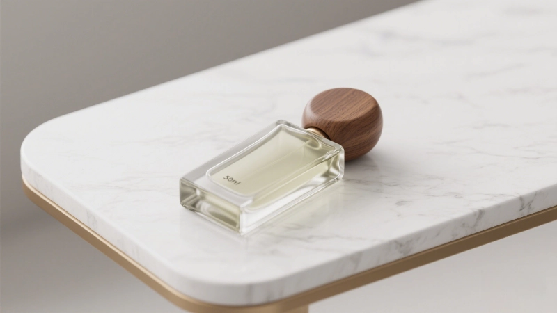custom perfume bottle with Walnut wood cap