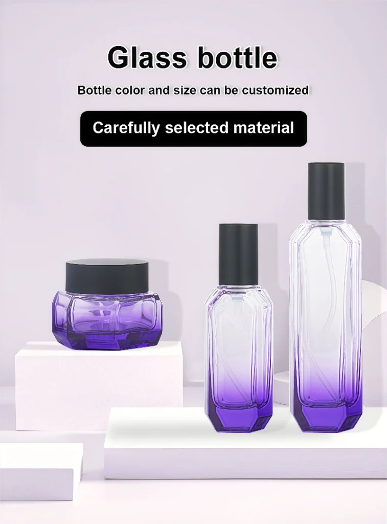 Custom Hexagonal Glass Bottles and Jars for Beauty Packaging 1 Custom Hexagonal Glass Bottles and Jars for Beauty Packaging YF-S025