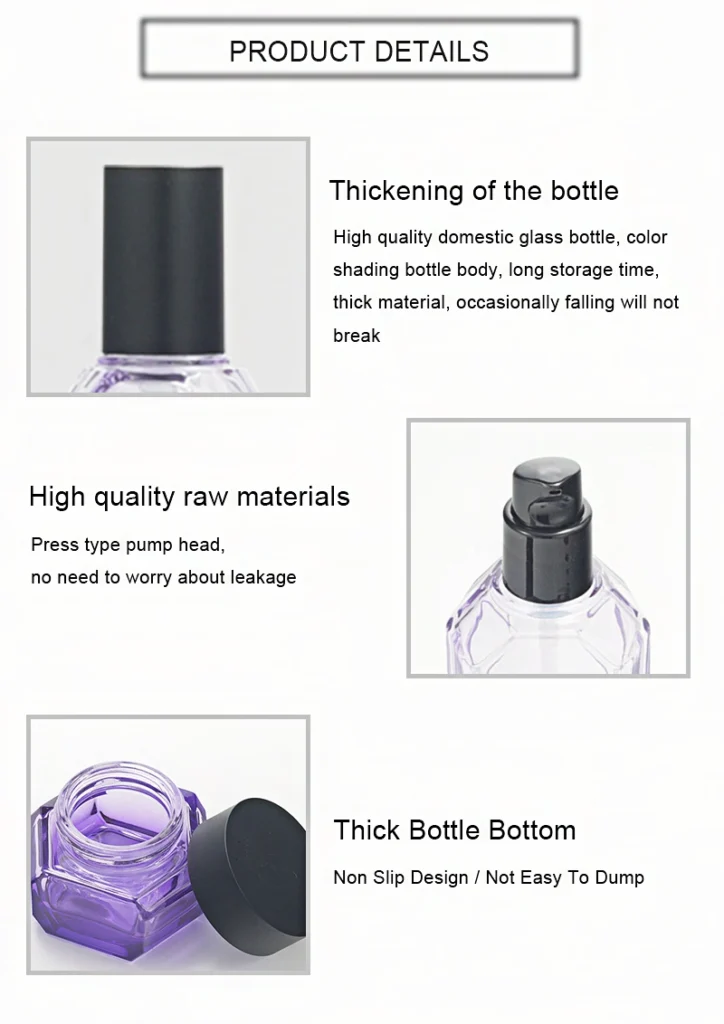 Custom Hexagonal Glass Bottles and Jars for Beauty Packaging 6 Custom Hexagonal Product details of Glass Bottles and Jars for Beauty Packaging YF-S025