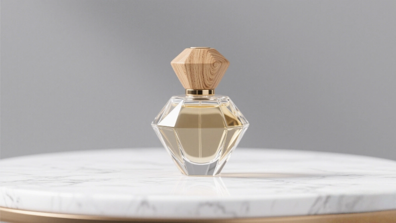parfum bottle with Lotus wood cap