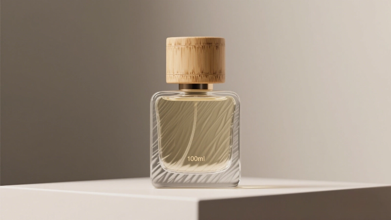 perfume bottle with Bamboo and wood cap