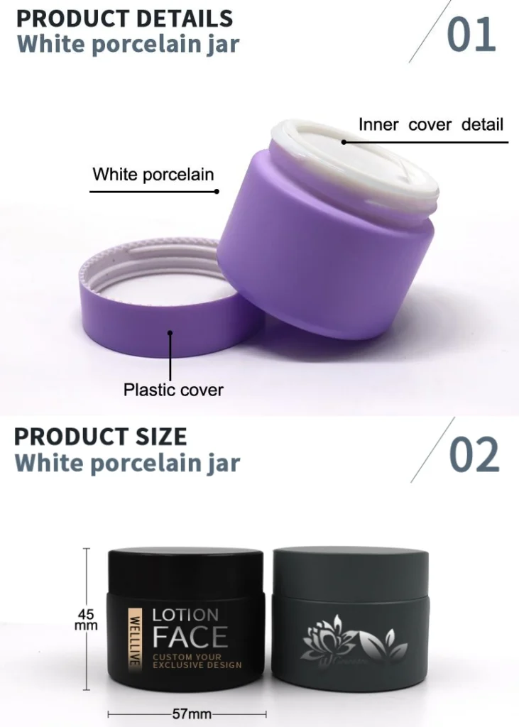 product details of Luxury Porcelain Glass Cream Jar for Skincare Packaging