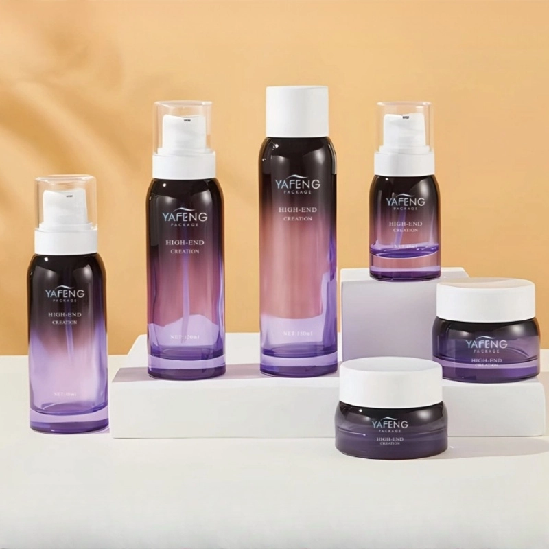 gradient purple glass skincare bottle packaging