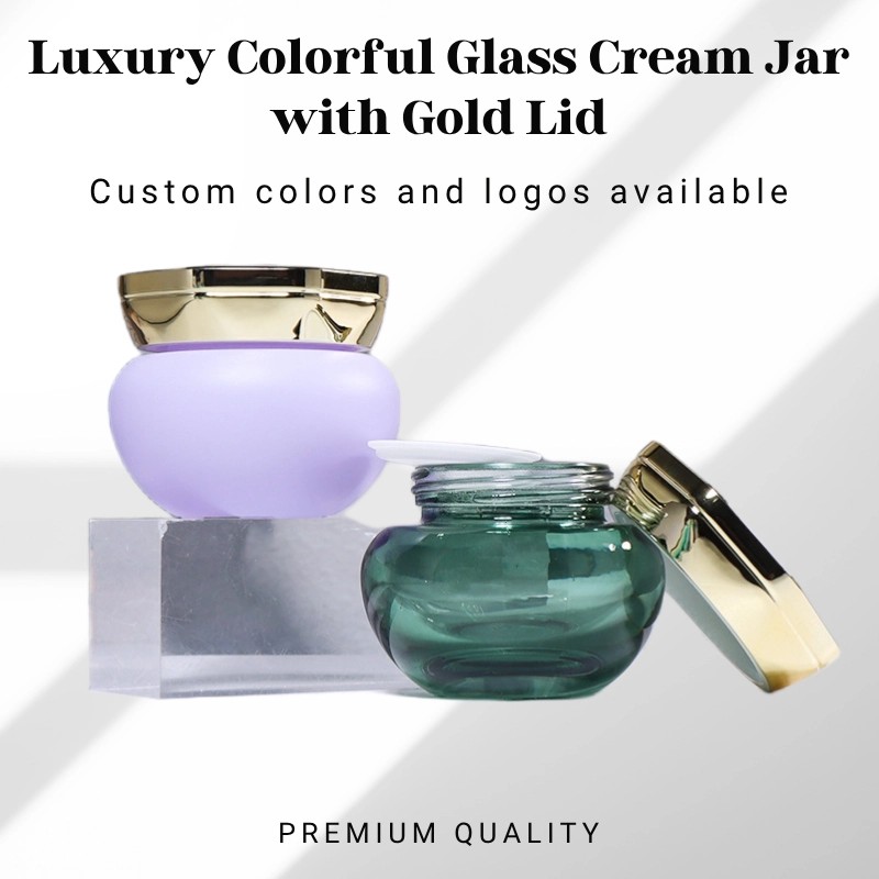 Custom Glass Cosmetic Bottles and Jars with Unique Octagonal Caps YF267B 12