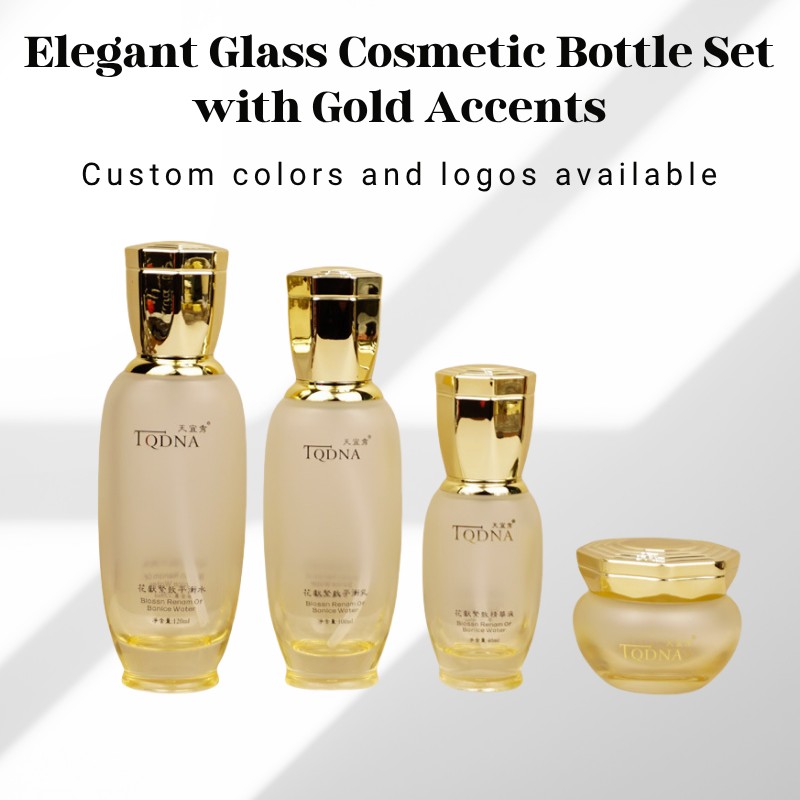 Custom Glass Cosmetic Bottles and Jars with Unique Octagonal Caps YF267B 14