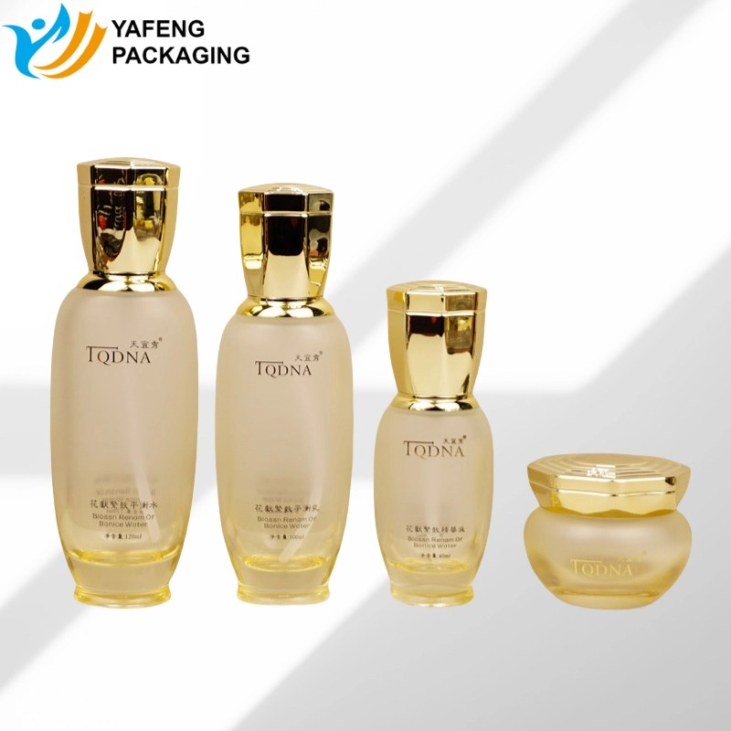 Benzersiz Sekizgen Kapaklı Özel Cam Kozmetik Şişeleri ve Kavanozları YF267B 141