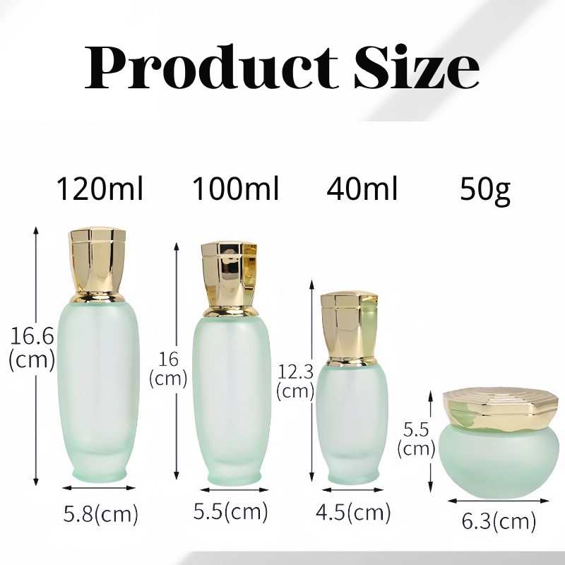 Custom Glass Cosmetic Bottles and Jars with Unique Octagonal Caps YF267B 2