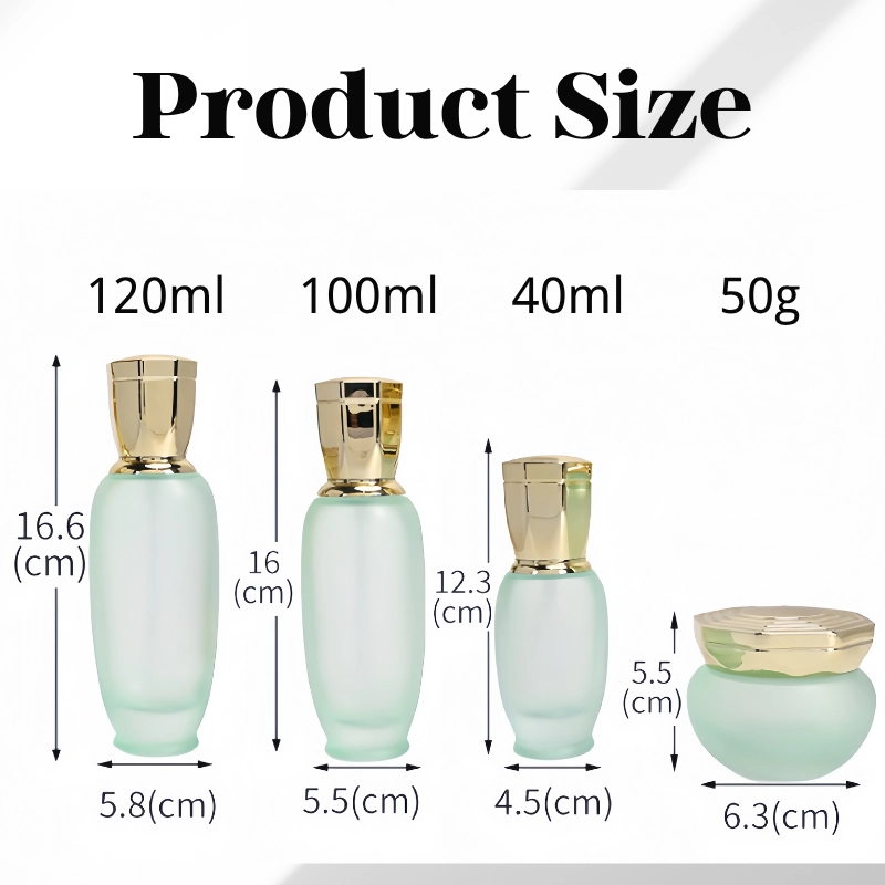 Custom Glass Cosmetic Bottles and Jars with Unique Octagonal Caps YF267B (2)