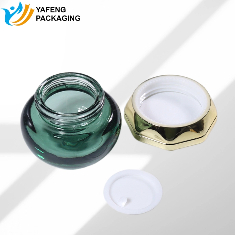 Custom Glass Cosmetic Bottles and Jars with Unique Octagonal Caps YF267B (6)
