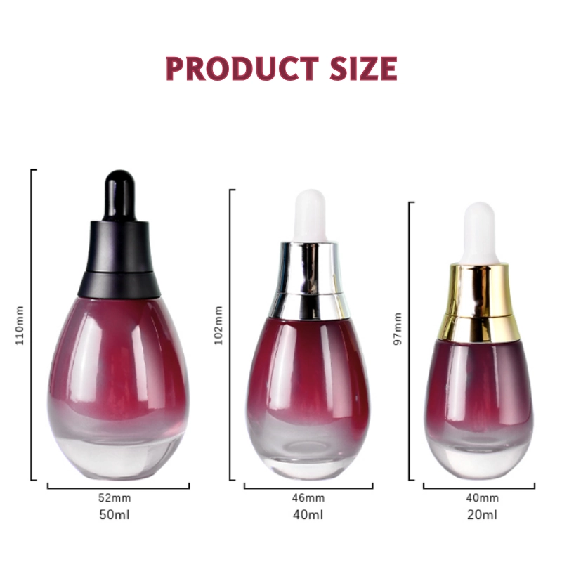 Custom Glass Dropper Bottles for Essence and Skincare Use 2 Product size of Custom Glass Dropper Bottles for Essence and Skincare Use