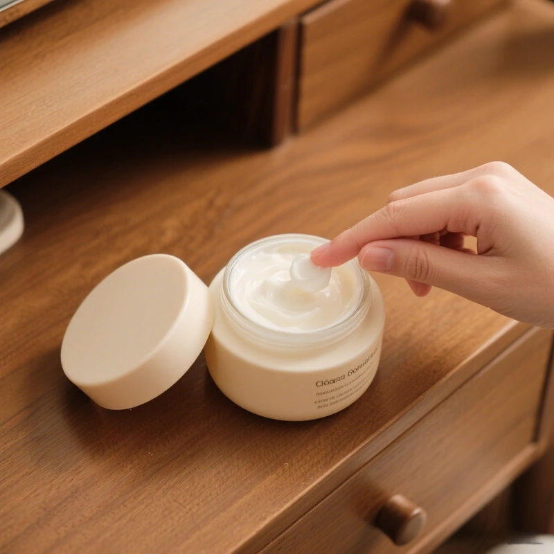 glass cream jar beige color